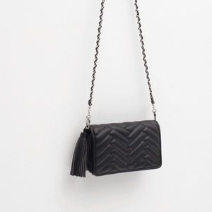 Zara Quilted Tassel Clutch Crossbody